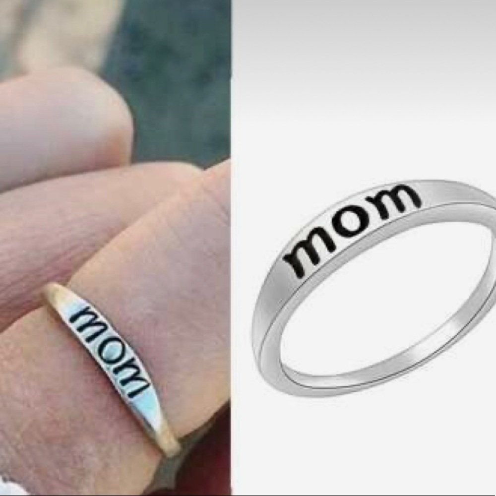 Silver “Mom” Engraved Band Ring